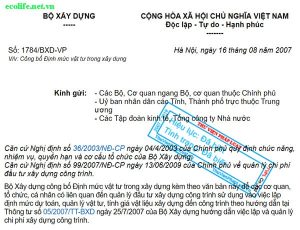 Định mức 1784 (1784/BXD-VP)