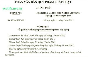 Nghị định 46/2015/ NĐ-CP về quản lý chất lượng và bảo trì công trình xây dựng