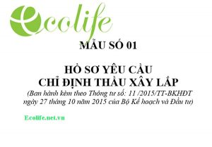 Mẫu hồ sơ yêu cầu chỉ định thầu rút gọn